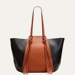 Ulla Johnson Imogen Leather Tote Bag | Black Cognac Colorblock Large Carryall